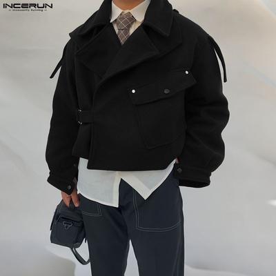 Autumn Winter Men Lapel Long Sleeve Loose Casual Jackets Short Coats
