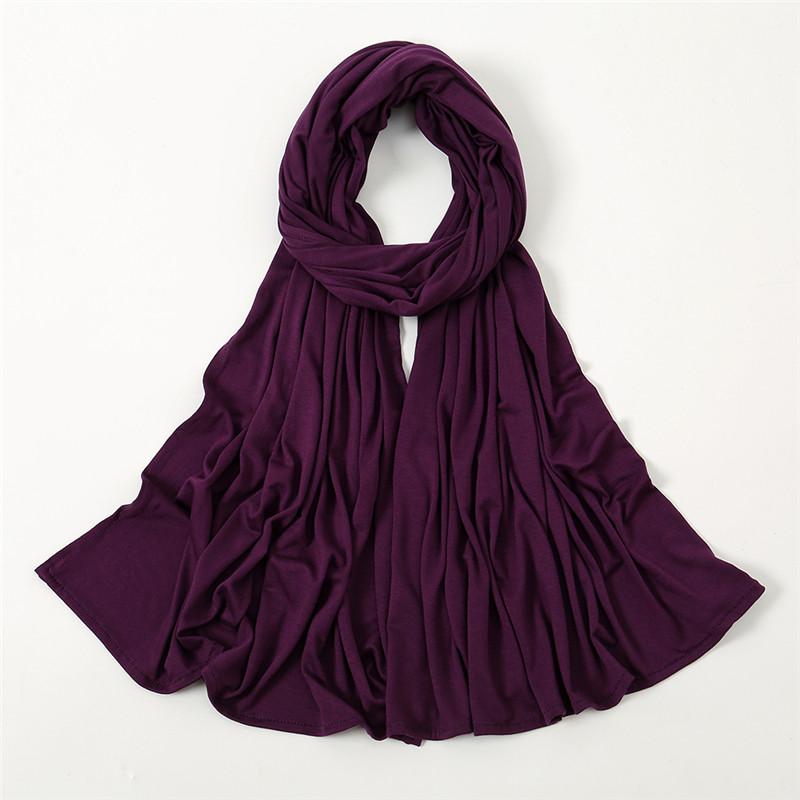 Plain Jersey Thick Hijab Scarf Cotton Polyester Wrap Elasticity Shawls Foulards Long Stretchy Turban Muslim Head Snood 180*60Cm