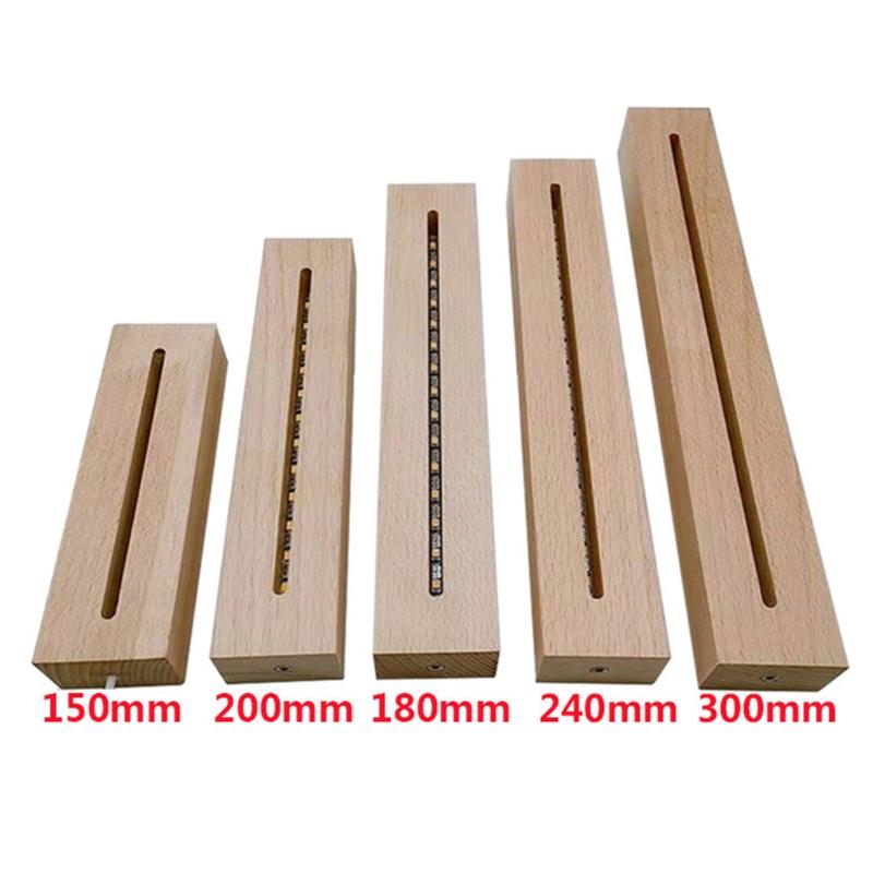 Resin Art Rectangle LED Lights Display Base Pedestal Crystal Wooden Lighted Base Stand Night LED Light Lamp Base LED