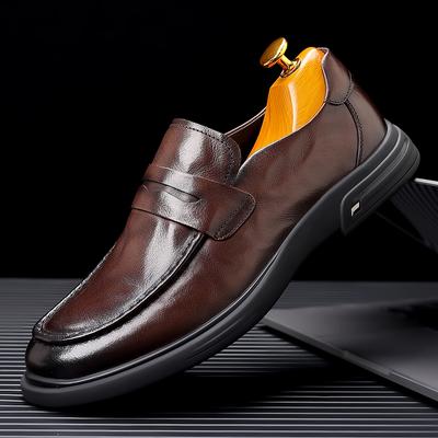 Mode Brittisk Stil Äkta Läder Casual Herrskor Högkvalitativa Bekväma Läderskor Affärer Dejting Loafers Formella Festskor