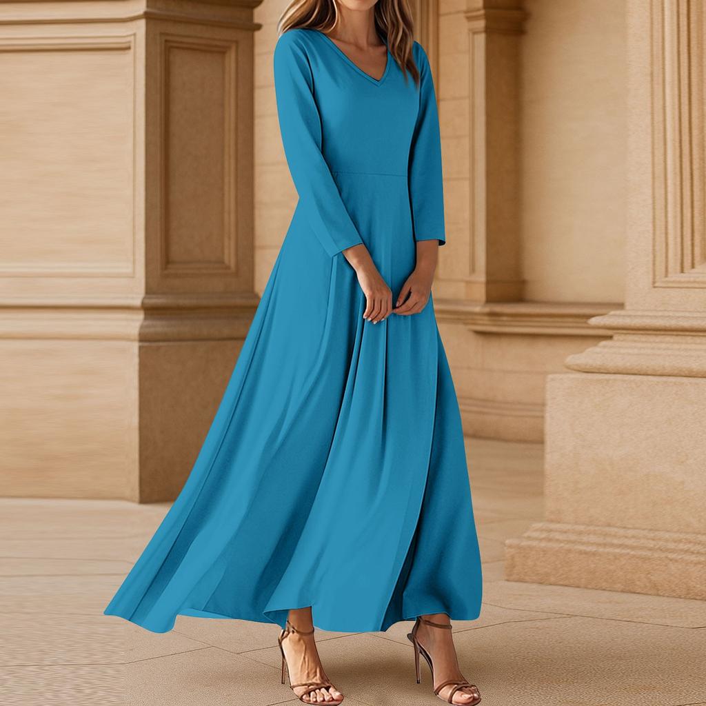 Dresses For Womens Vintage Tunic Waisted Midi Dress Summer Casual  3/4 Sleeve Dress