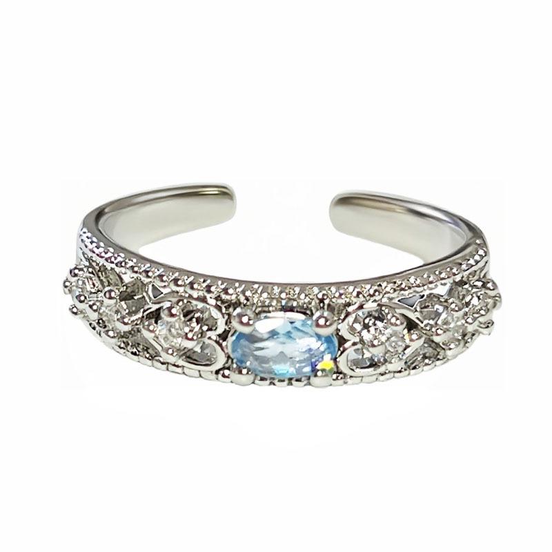 Icy Blue Diamond Open Ring: Trendy, Versatile, Personalized Korean Fashion for Women