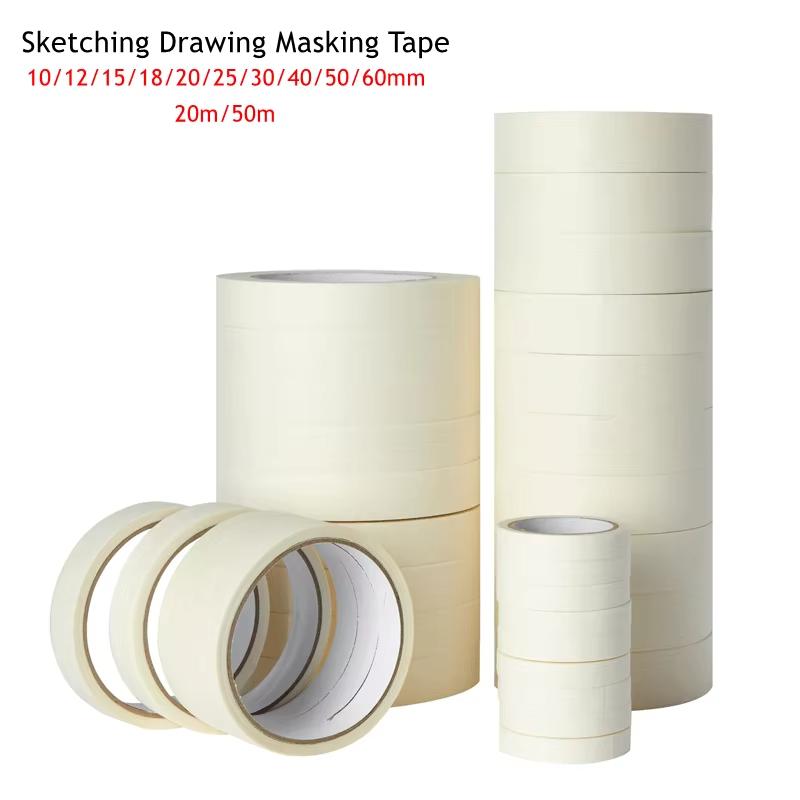 20m/50m Masking Tape White Writable Sealing Self Adhesive Tape Waterproof for Art Painting Sketch Car DIY Paper School Supplies
