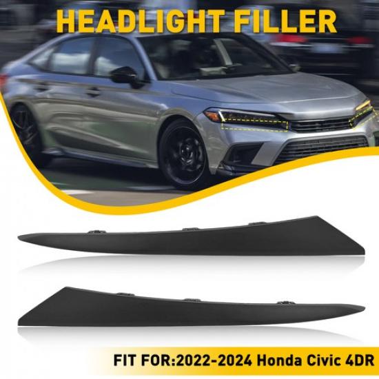

For -2024 Honda Civic 4DR Front Bumper Trim Cover Headlight Filler Grill EXV
