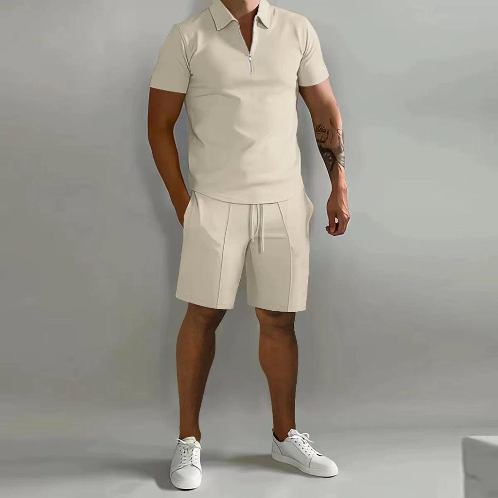 Summer Men's Casual Polo Shirt & Shorts Sports Set