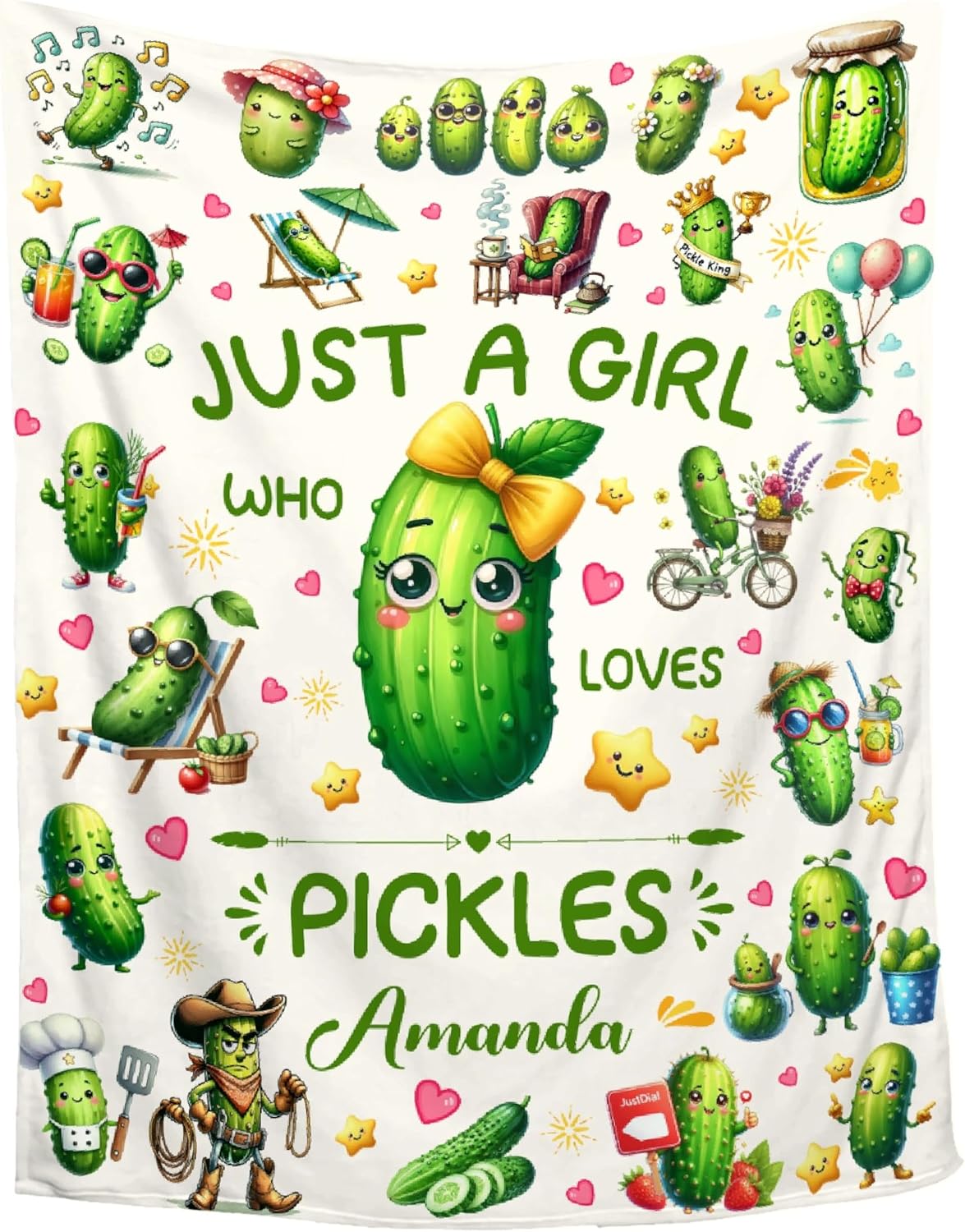 

Funny Pickle Themed Throw Blanket Cute Cartoon Design for Kitchen Decor FoodLoverGift Gift for Her70x100 70x100cm28x39in