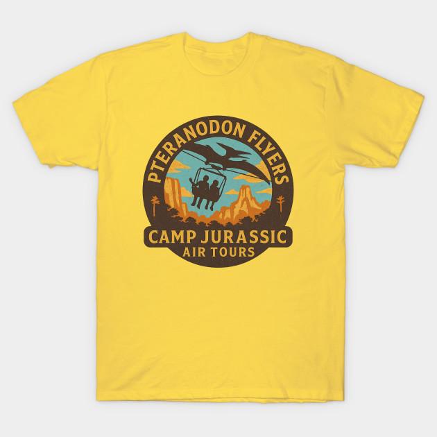 

Men Black Print T-shirt Pteranodon Flyers Camp Jurassic Air Tours – Universal Islands Of Adventure Tribute Tee No-Cut Transfer Paper Print Cotton Tshi L жовтий