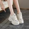 Comemore White Breathable Chunky Sneakers Woman Spring Thick Platform Casual Sneakers Women Non Slip Lace Up Sports Shoes Female