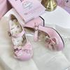 Princess style versatile soft sole Mary Jane small leather shoes 2024 new one-word buckle round head sweet cute lo shoes