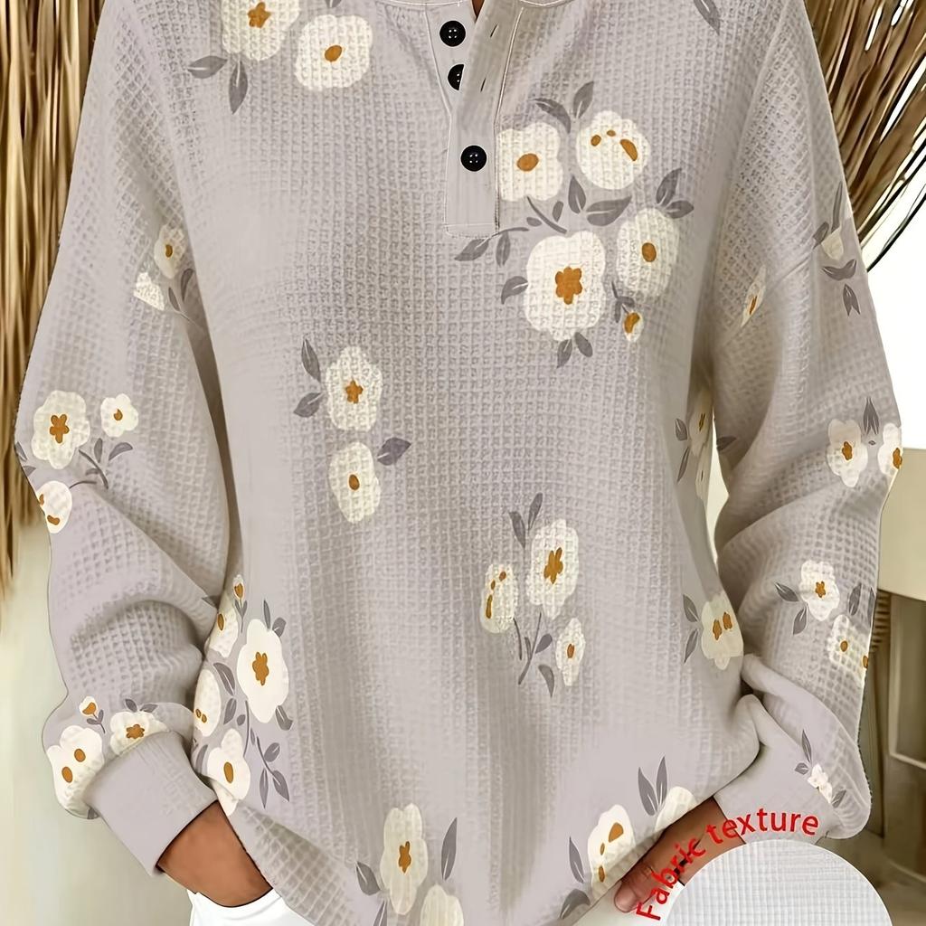 Fashion gradient striped waffle button hoodie