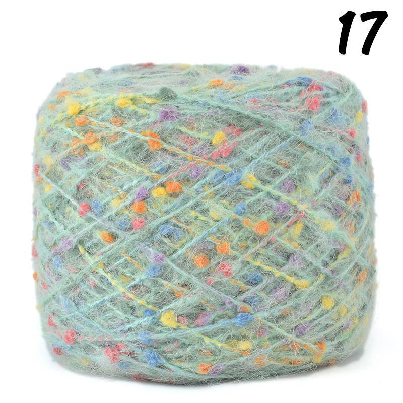 Mohair Yarn Ball with Rainbow Candy Beans Embellishment Soft Wool for Sweater Scarf Bag DIY Crochet Colorful Ball Thread