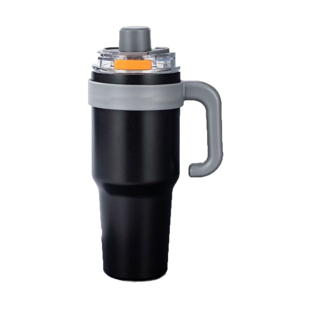 Straw Insulated Coffee Mug Ceramic Liner Travel Mug Handle Thermos Cup  Travel