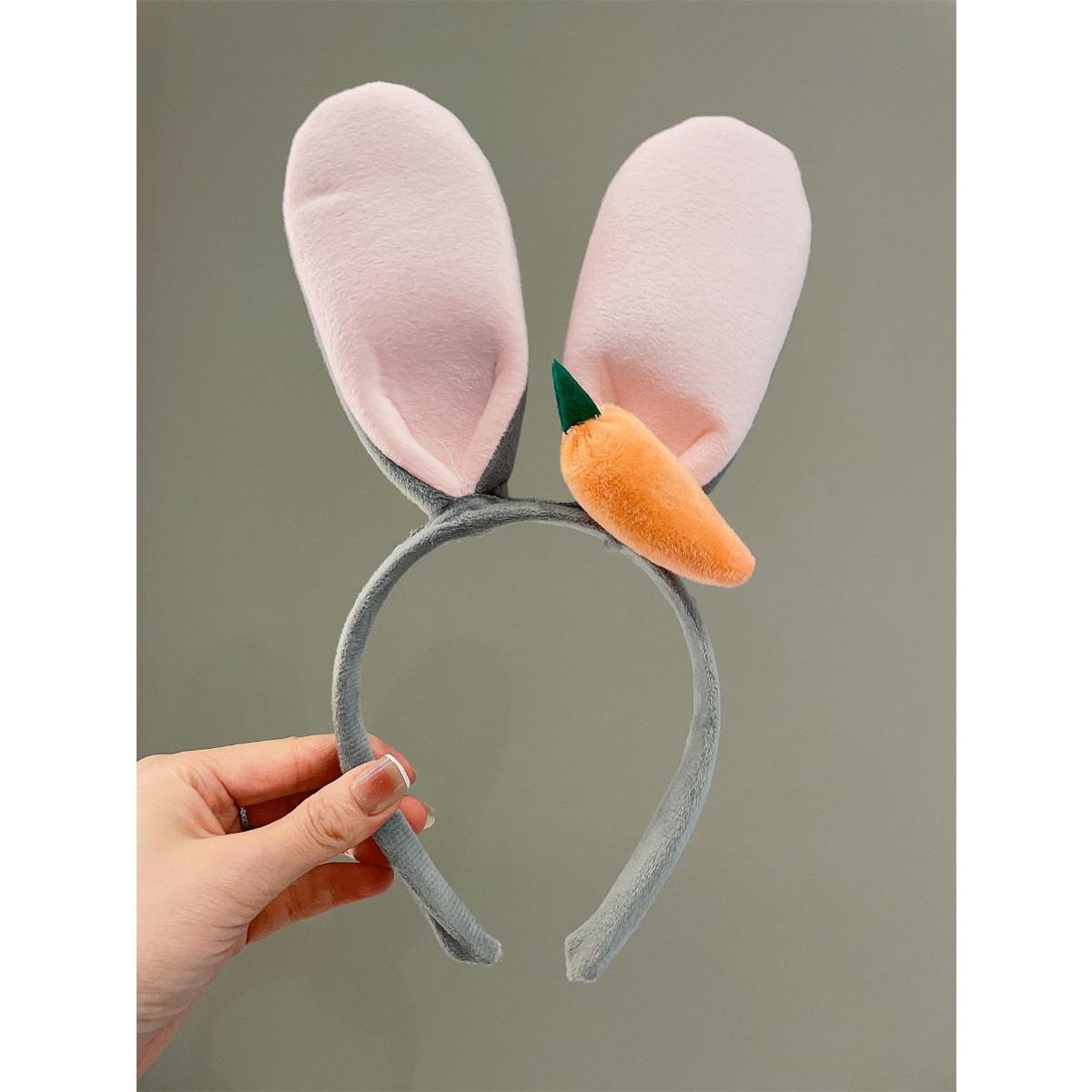 

1 резинка для волос милая с большими кроличьими ушками резинка для волос для женщин осень и зима новая плюшевая карточка для волос для умывания лица Size fits all