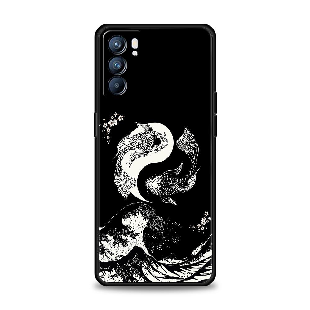 Goldene Große Welle von Kanagawa Surf Handyhülle Für Oppo Find X5 A54 A53 A52 A9 2020 A15 A95 A16 A76 A74 Reno7 SE Reno6 Pro 5G Hülle