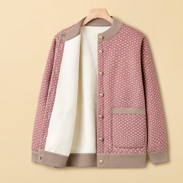 Ropa de Otoño e Invierno para Madre y Esposa, Top con Forro Polar, Chaqueta Cárdigan para Abuela de 70 años, Chaqueta Suéter para Edad Media y Adultos Mayores