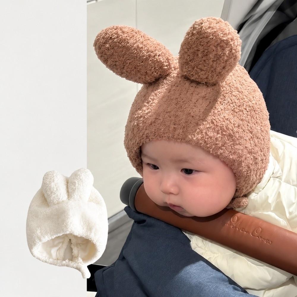Autumn Winter Baby Earflap Hat Soft Fuzzy Newborn Fetal Cap Soft Bunny Ear Hat For Baby Girls