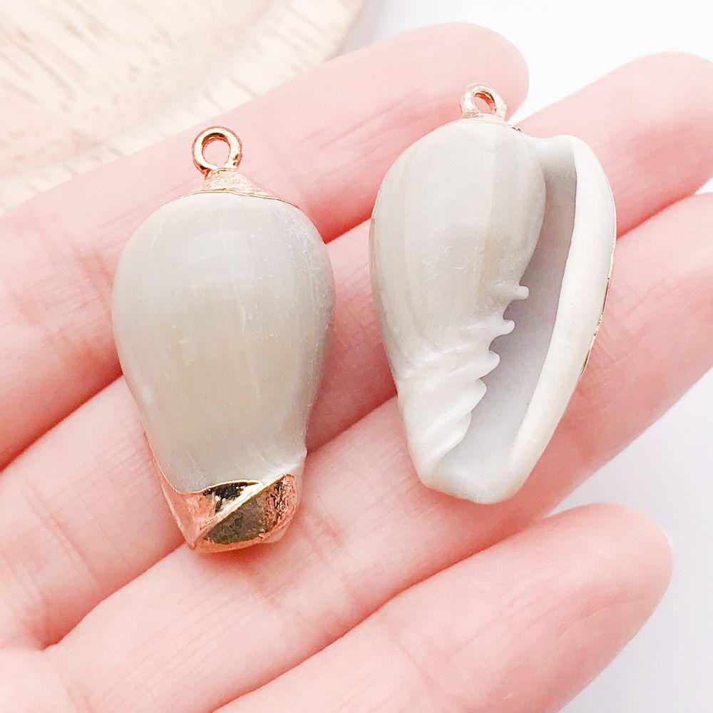 White & Yellow Electroplated Ocean Shell Conch Pendant Charm for DIY Jewelry