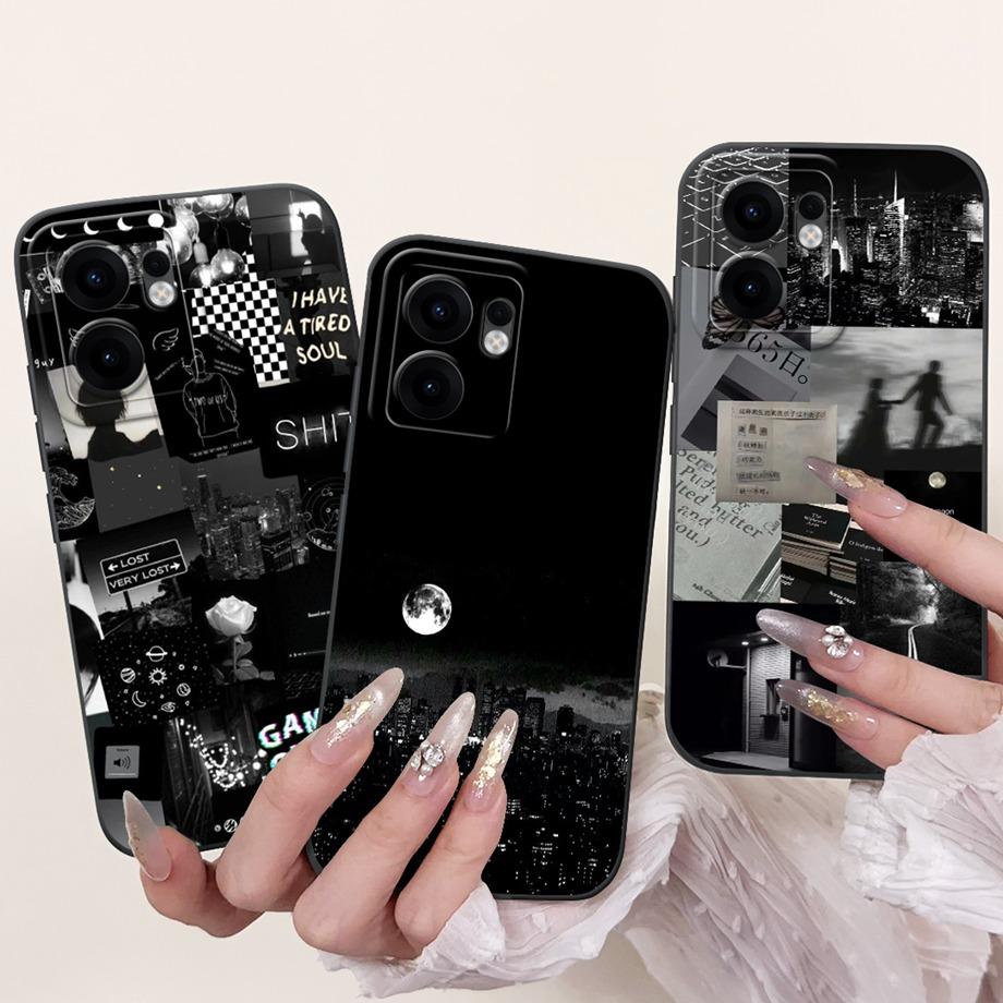 For Oppo Reno13 / Reno13F 4G 5G / Reno 13 Pro Phone Case Soft Smooth Silicone Capa Moon Night Artistic Marble Printed Back Cover