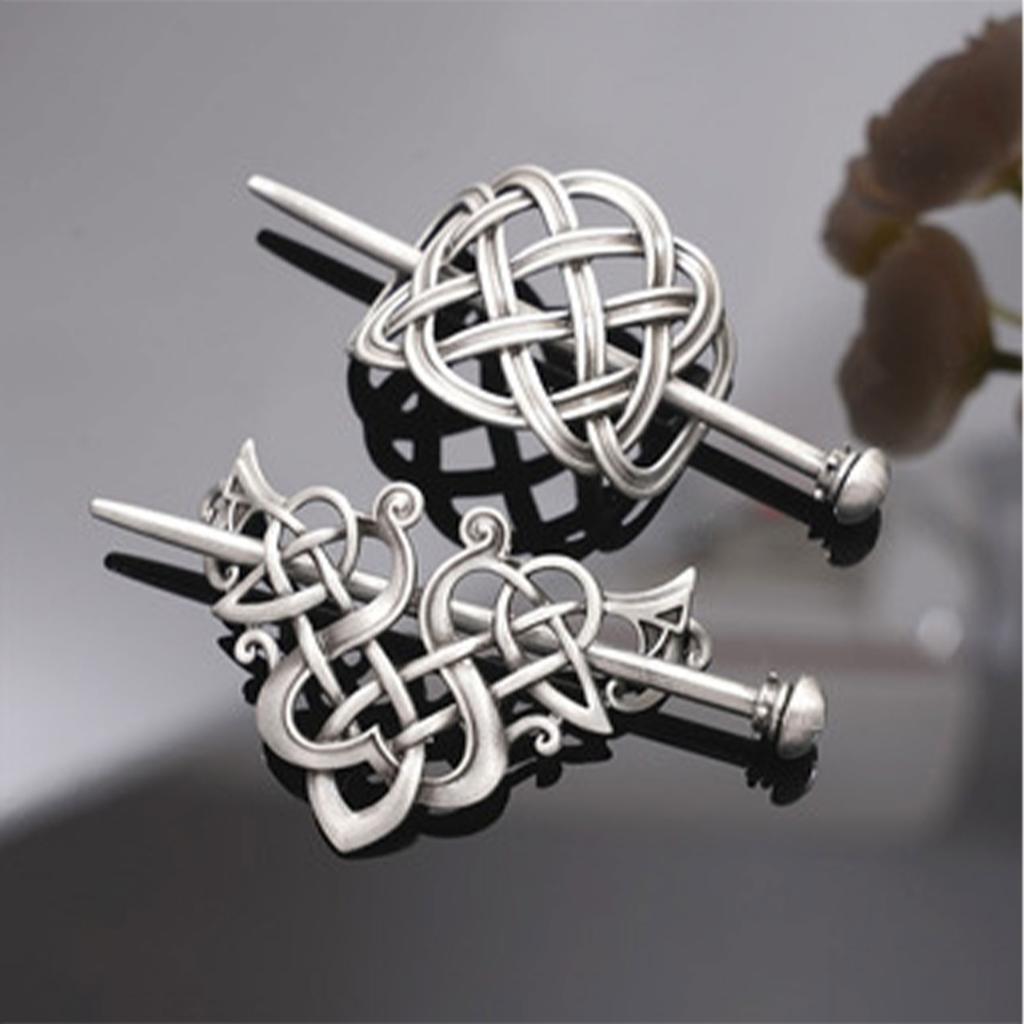 Viking Celtic Love Hair Clips Retro Norse Style Party Accessories Valentine's Day Gift Set