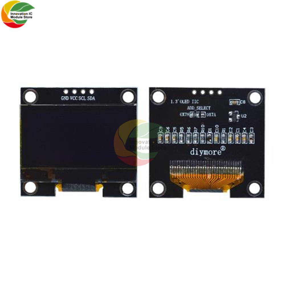 1-5PCS 1.3" IIC Digital OLED Display Module Serial 128x64 SSH1106 White Blue LCD LED Screen Board I2C Communicate for Arduino