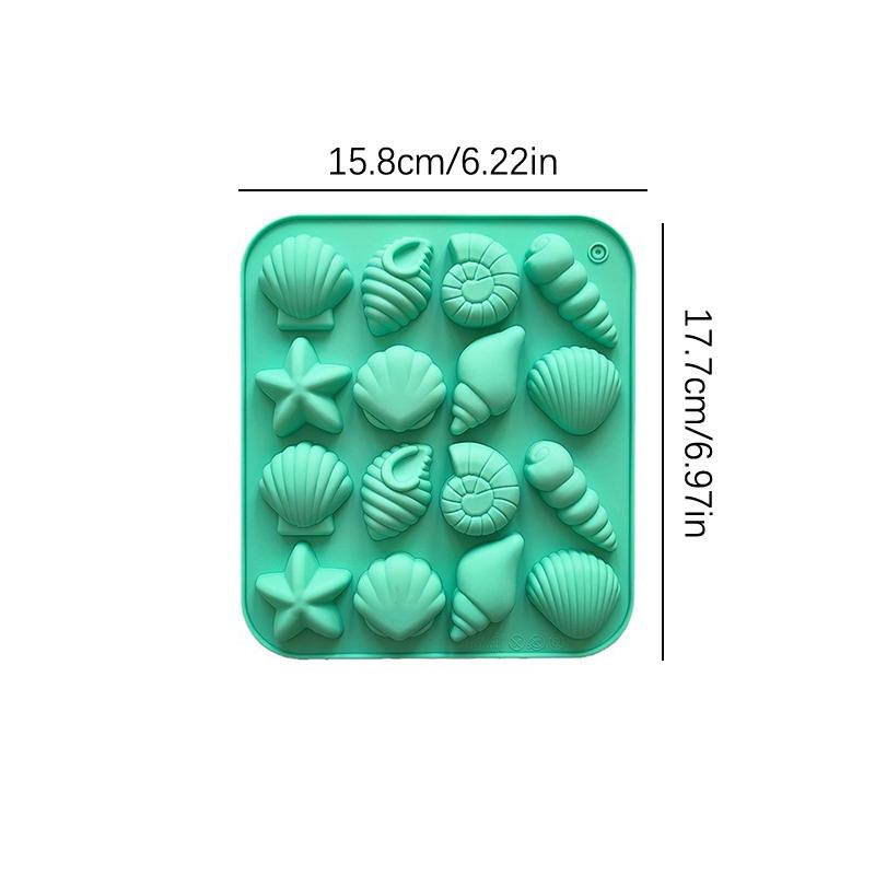 16 Cavity Seashell Conch Starfish Silicone Molds Ocean Silicone Mold Diy Pudding Ice Grid Candy Chocolate Cake Baking Mold