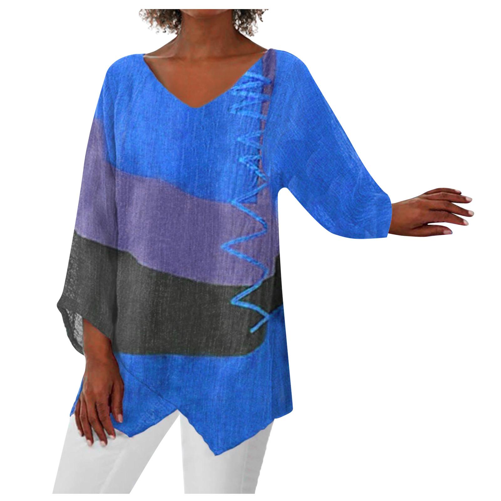 

Женский повседневный свободный топ с v-образным вырезом и нерегулярным подолом с длинными рукавами XL