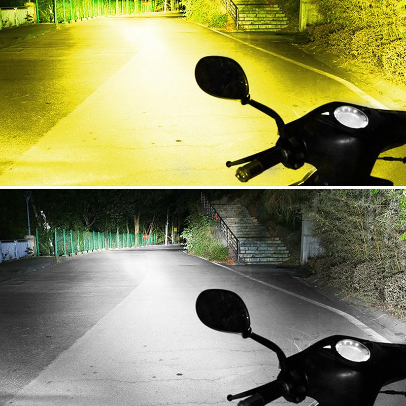 1pc Motorbike Light Accessories H4 BA20D Motorcycle High Definition Front Headlight Bulb White Yellow LED Fisheye Lens Fog Lamp