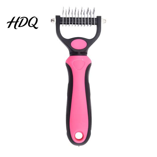 Ergonomic Pet Brush Grooming Rake Dual-Sided Stainless Steel Blades Deshedding And Lightweight Dog Dematting Brush Undercoat Rake for Dogs