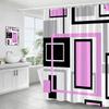 Creative Geometric Pink Shower Curtain Black Grey Square Pattern Modern Polyester Fabric Home Bathroom Curtains Decor With Hooks