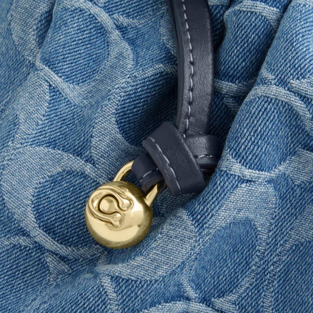 Coach Faye 22 Monogram Chain Strap Cotton And Leather Crossbody Bag Medium Women bags Denim-Blue CDB94-IMTYV