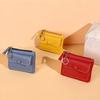 Casual Style Zip Wallet With A Keychain Solid Color Coin Purse Mini Card Holder Key Pouch And Wet Wipes For Cleaning