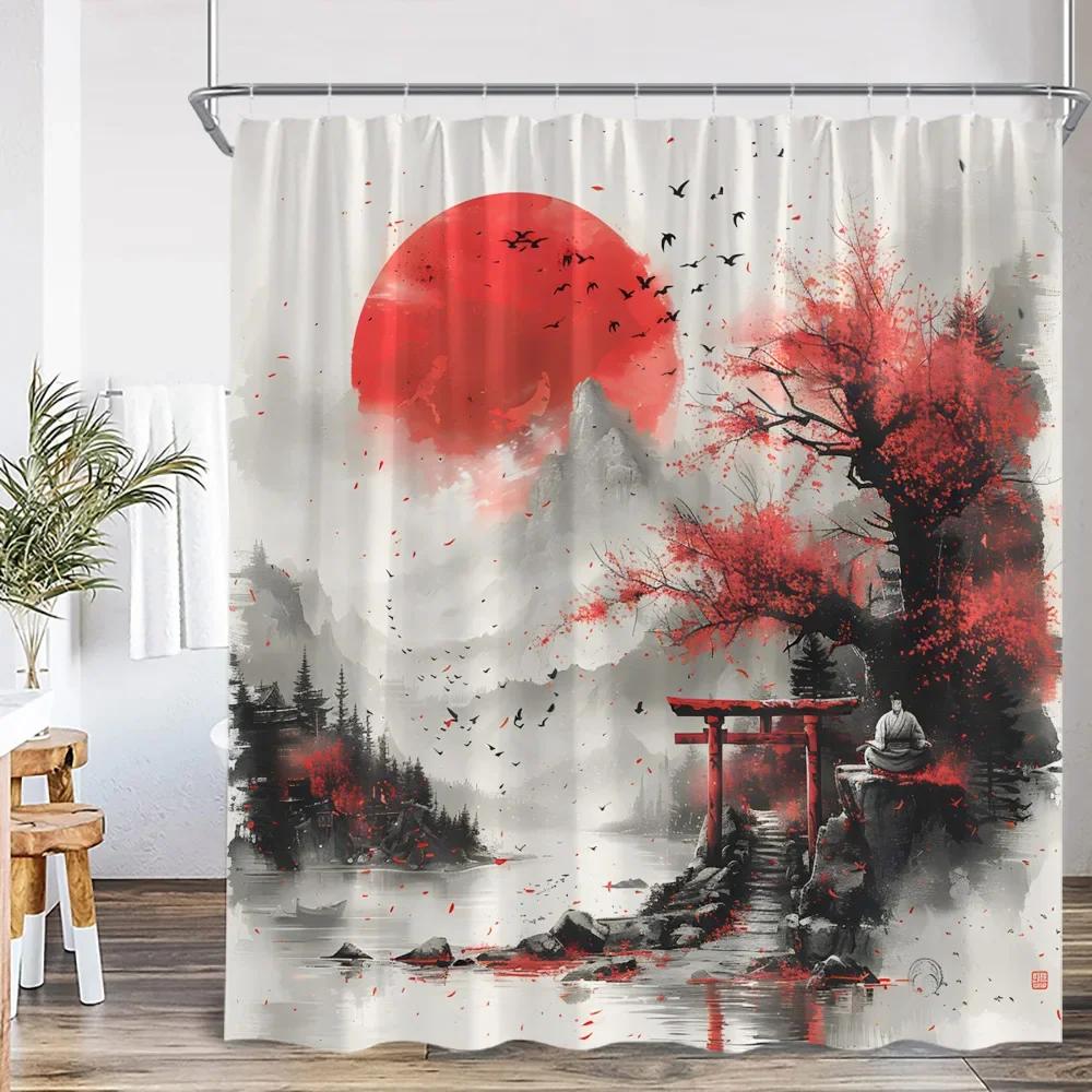 Various Style Shower Curtain With Hooks Waterproof Easy Clean Simple Installation For Home Hotel Bathroom Decoration