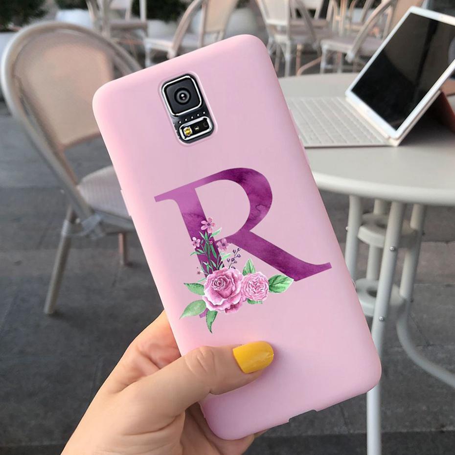 For Samsung Galaxy S5 I9600 Phone Case Flower Initial Alphabet Case For Samsung S5 Neo S 5 G900 G903F SM-G900F Soft Silicon Case