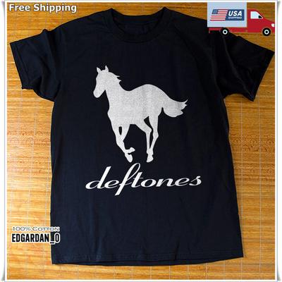 Deftones T-Shirt Weißes Pony-Logo Rockband Schwarzes Unisex-T-Shirt Größe S-5XL