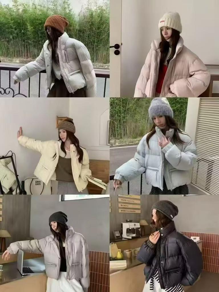 Zipper Buns New Winter Versatile Loose Short Stand-up Collar Casual White Duck Down Jacket Women