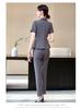 Women's Professional Short Sleeve Summer Suit – Elegant Formal Wear for Manager, Secretary, Hotel Front Desk, and Reception Work.