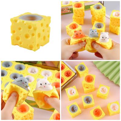 3er-Pack Käse-Maus Squishy Spielzeug Sensorische Stressabbau Fidget Spielzeug für Angst Erwachsene Kinder TPR Silikon Ungiftig Sicher Sensorisches Spiel
