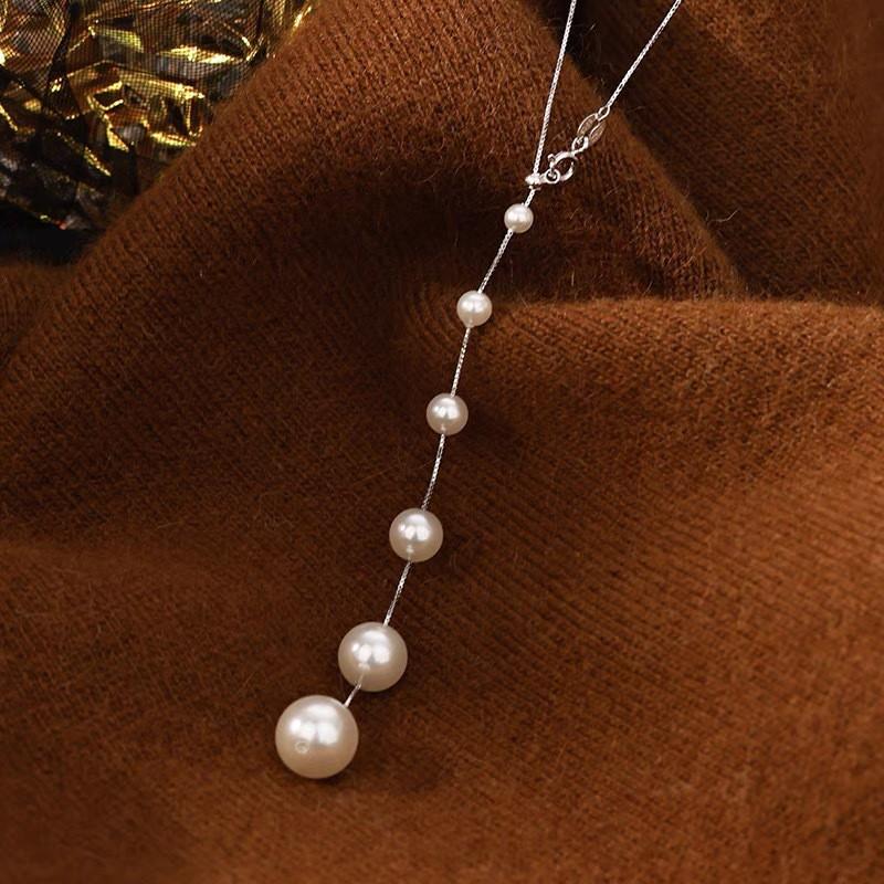 Womens Pearl Necklace Minimalist Luxury Sweater Chain Clavicle Pendant Fashion Commute