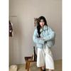 Womens Short Puffer Jacket With Knit Collar White Duck Down Winter Coat Petite Women