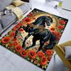 1PC Flowers and Black Horse Print Carpet for Bedroom Living Room Bedside Sofa Floor Mat Modern Home Decor Area Rug