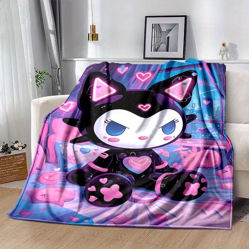 1pc. Cute Cat Neon Light Heart Print Blanket - Home Office Outdoor Gift for All Seasonsz041770