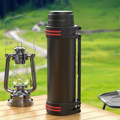 Bouteille isotherme en acier inoxydable de 1 000 ml, noire, pour la cuisine, l'extérieur, grande capacité, pour l'eau, le café, le thé