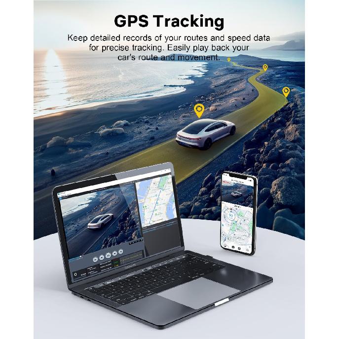 GKU Dash Cam Front and Rear, 3.18'' Touchscreen, 4K+1080P Dashcam, Built-in GPS, 5.8GHz WiFi Dash Camera for Cars with 24H Parking Monitor, Night