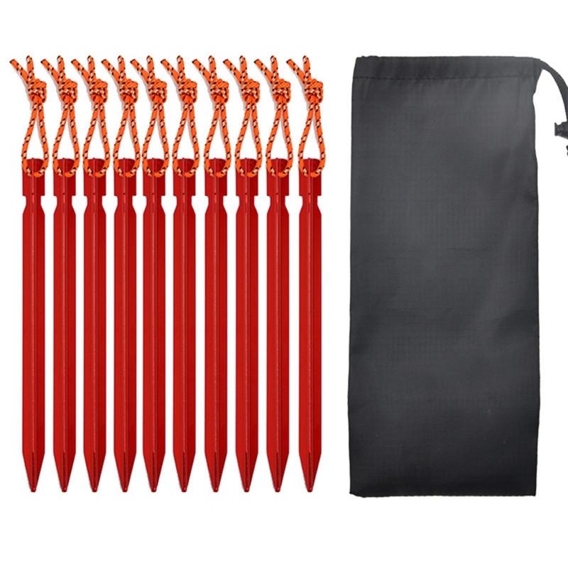 10Pcs Tent Peg Camping Stake Yard Lawn Peg for Fixings Tent Tarps Awnings Pad красный