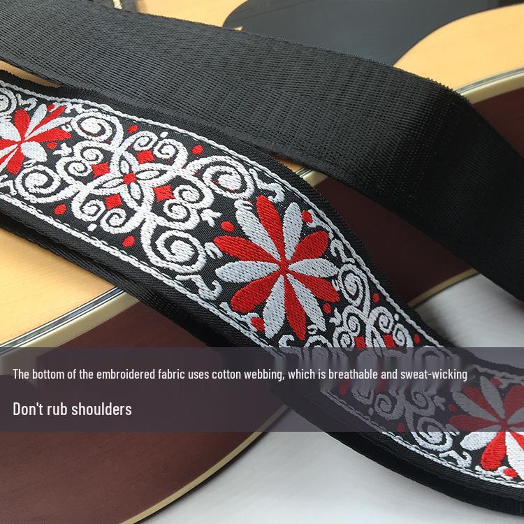 Folk Style Canvas Guitar Strap for Electric, Acoustic, and Bass Guitars - Ethnic Design Shoulder Strap