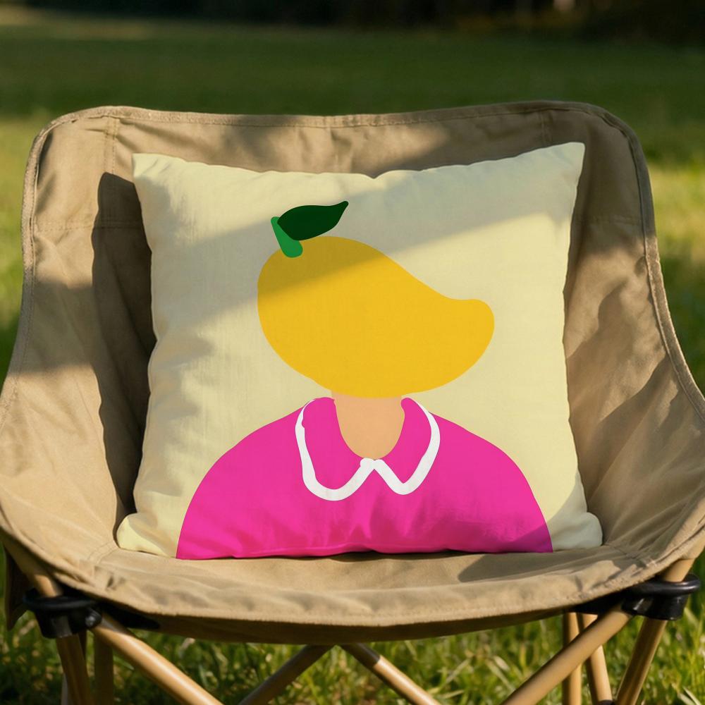 Cute Fruit Character Cushion Cover Soft Reversible Durable Pillow Cover MultiScene Use for Home Car Daily Comfort