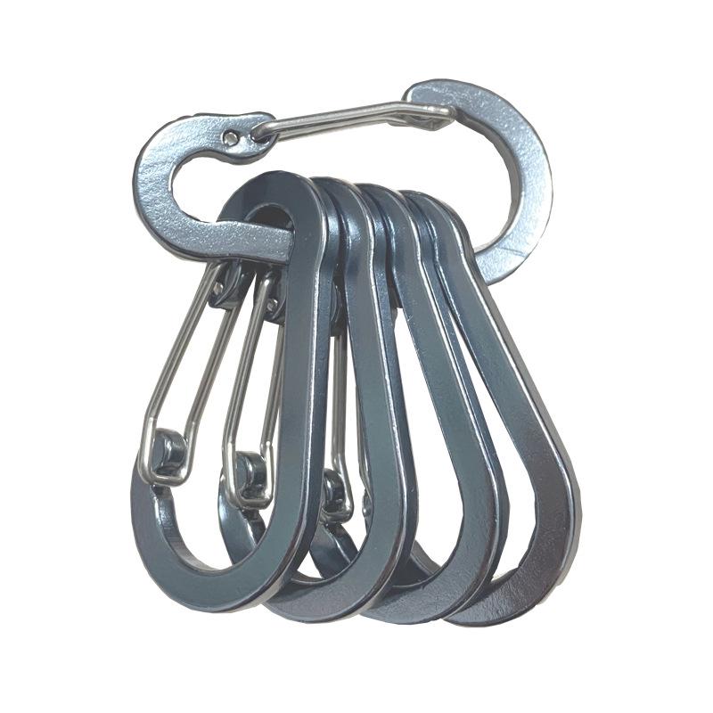 Multicolor Aluminum Alloy No. 5 Gourd-shaped Carabiner for Backpack Water Bottle with Flattened Spring Buckle