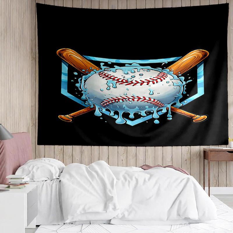 Baseball Print Tapestry, Backdrop, Easy Setup, Ideal for Bedroom, Office & Living Room, with Aesthetic Wall Hanging Decor.