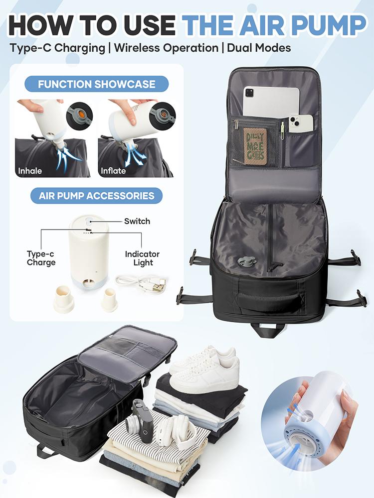 Męski plecak kompresyjny próżniowy, plecak kabinowy o dużej pojemności, plecak podróżny na krótkie dystanse, plecak turystyczny, bagaż podręczny