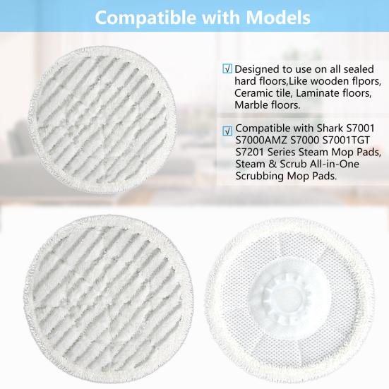 Steam Mop Pad Highly Absorbent Superfine Fibre Replacement Mop Cloth Accessories Mop Cloth for Shark S7001 S7000AMZ S7000 S7001TGT S7201